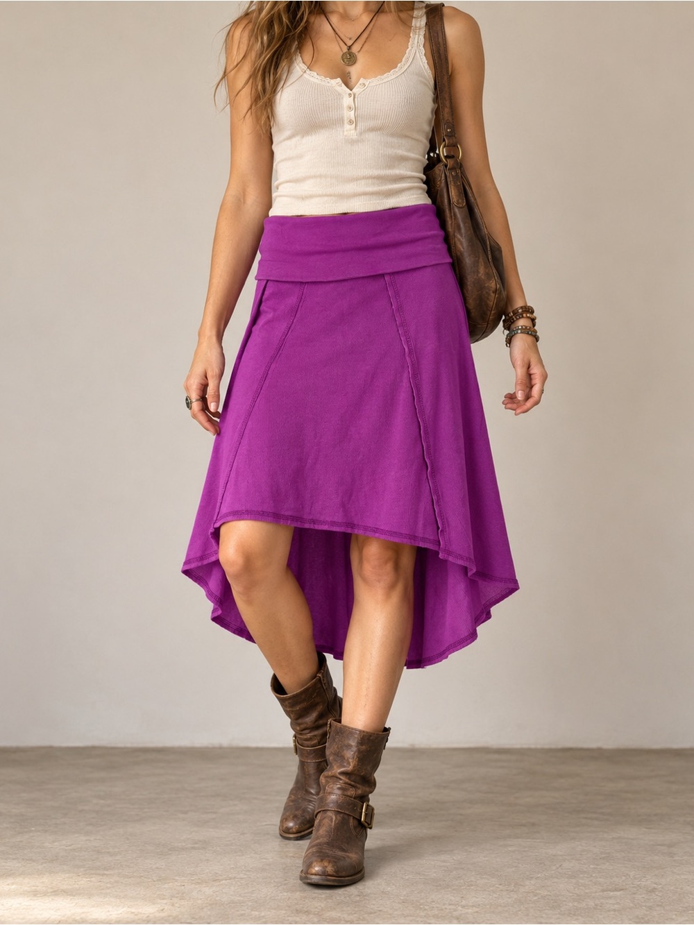 Vintage Hard Tail Purple Fold Over Asymmetrical Skirt S